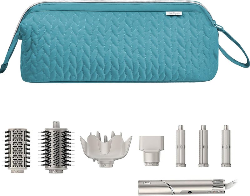 KarSyon Shark Flex Style Case for Dyson Airwrap Hair Dryer Brush Revlon Hair Tools Travel Bag Carrying Case Flat Curling Iron Organizer (Teal Blue) - Image 1